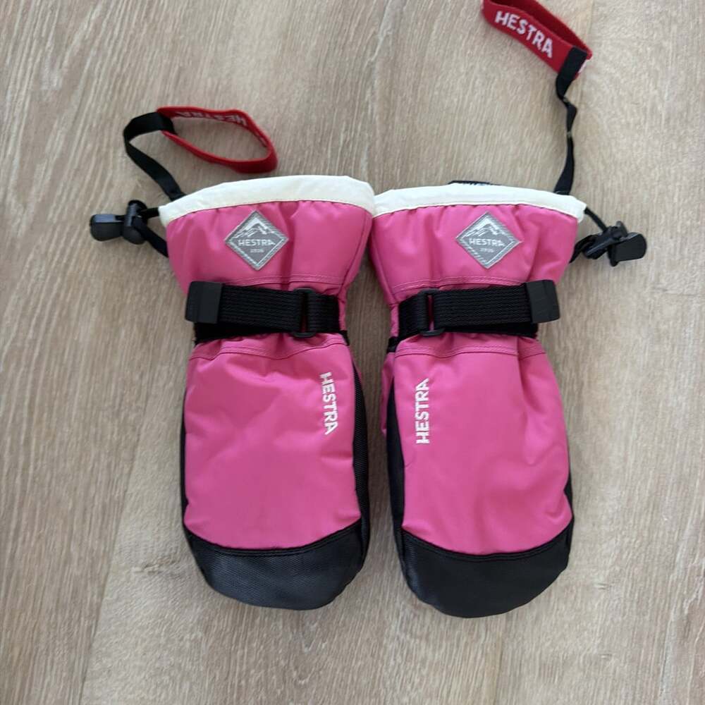 Hestra CZone Kids Ski Mittens Pink Black Leather Waterproof Youth Size 4 (42)